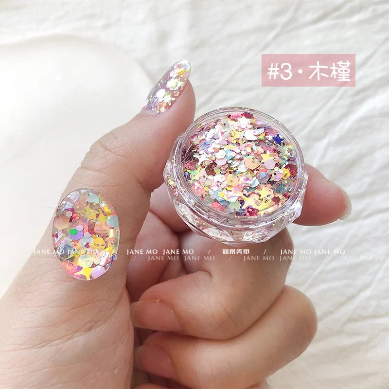 1Pc Shiny Mermaid Glitter Nail Hexagon Sequins Holographic Flakes Chunky Mixed Color DIY Manicure Decoration Design Accessories images - 6