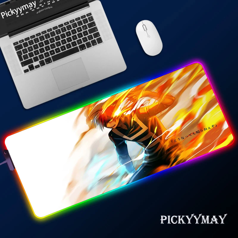 Большой RGB коврик для мыши игровой светодиодный геймеров мой герой Академия