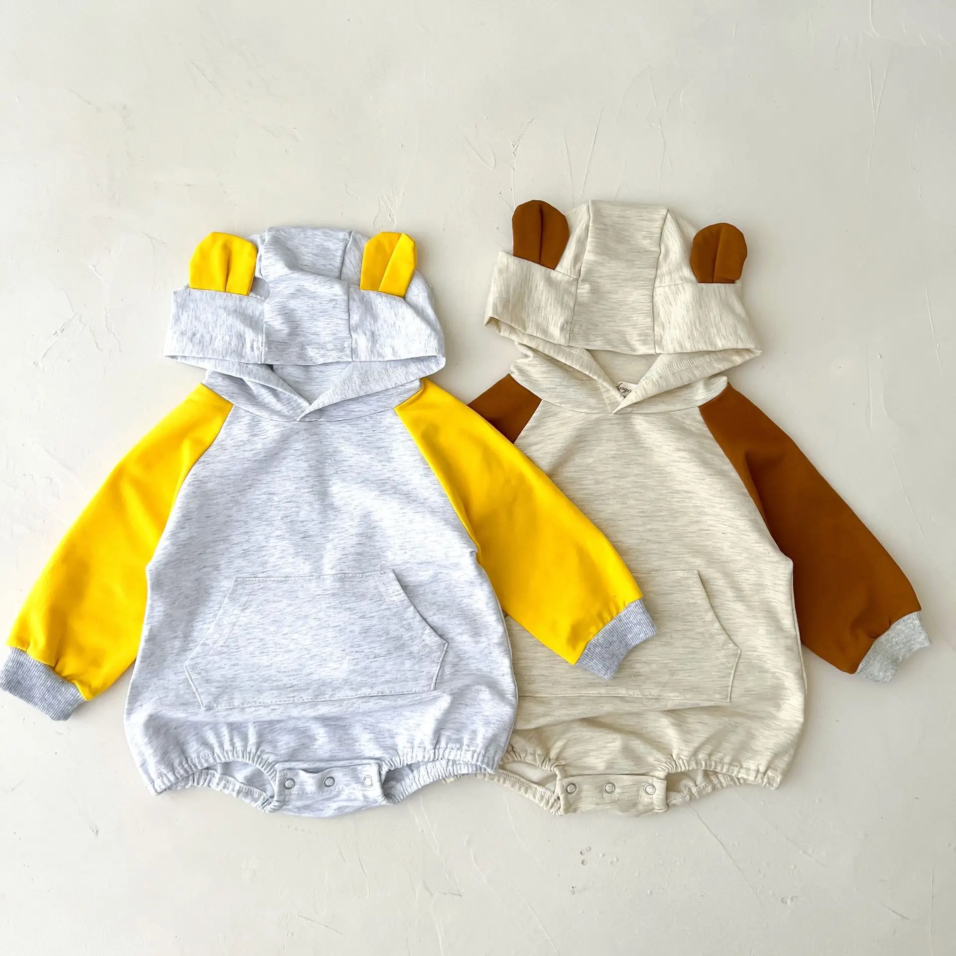 

RiniKinda New Bodysuit for Newborn Rompers Baby Boys Girls Clothes Patchwork Long Sleeve Hoodies Jumpsuit Costume Infant Onesies
