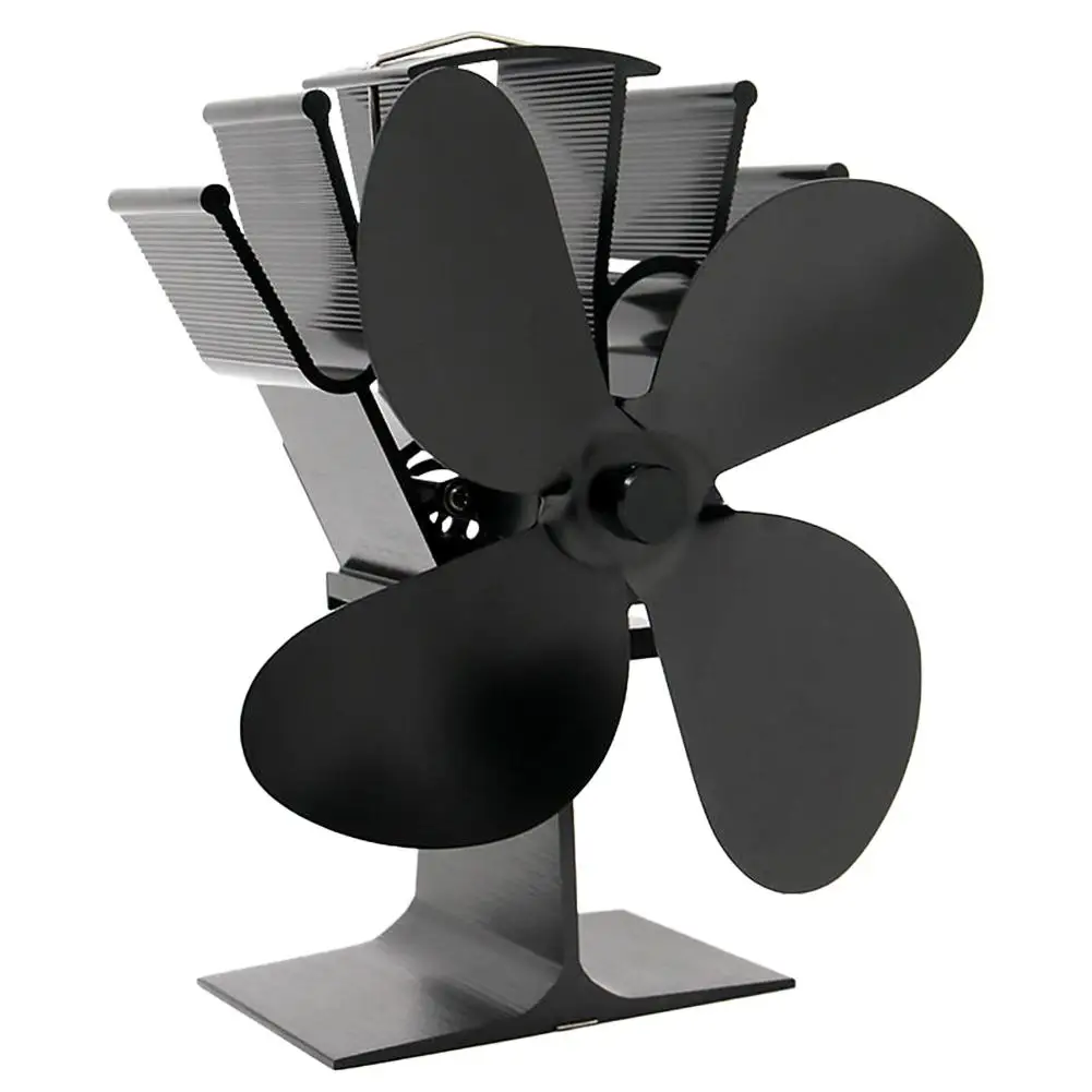 

4/5 Blades Low Noise Fireplace Fan Aluminum Heat Distribution Burner Heat Sink Heat Powered Stove Fan Ventilation Device