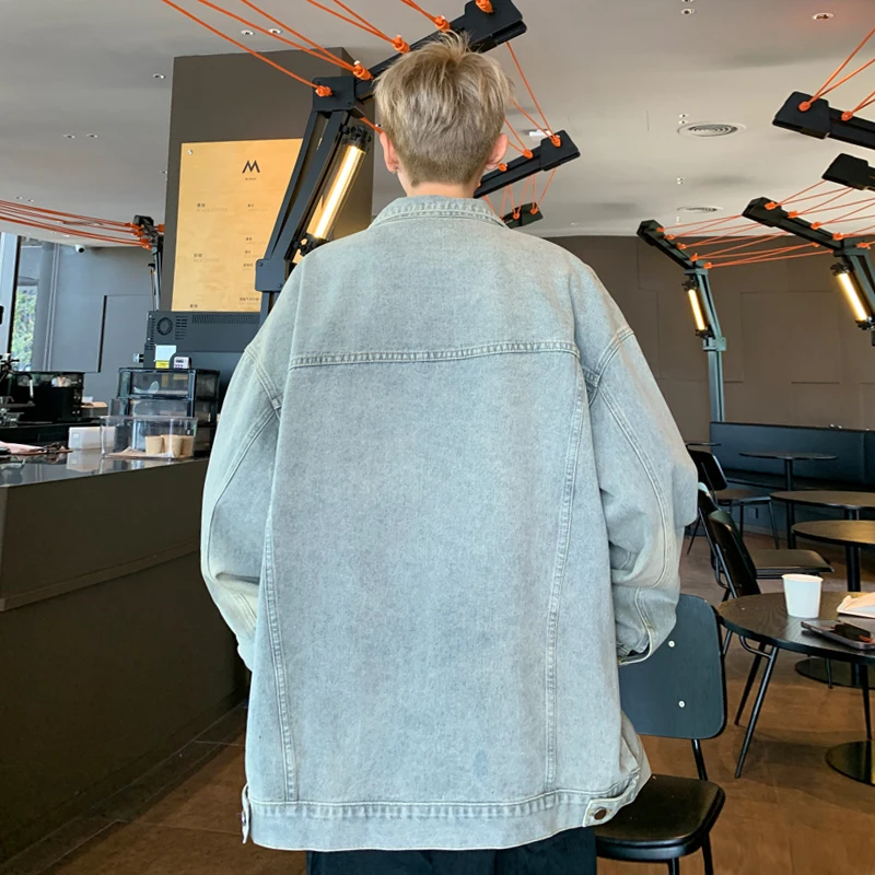 Осенняя джинсовая куртка со сломанными дырками Мужское пальто в ретро-стиле