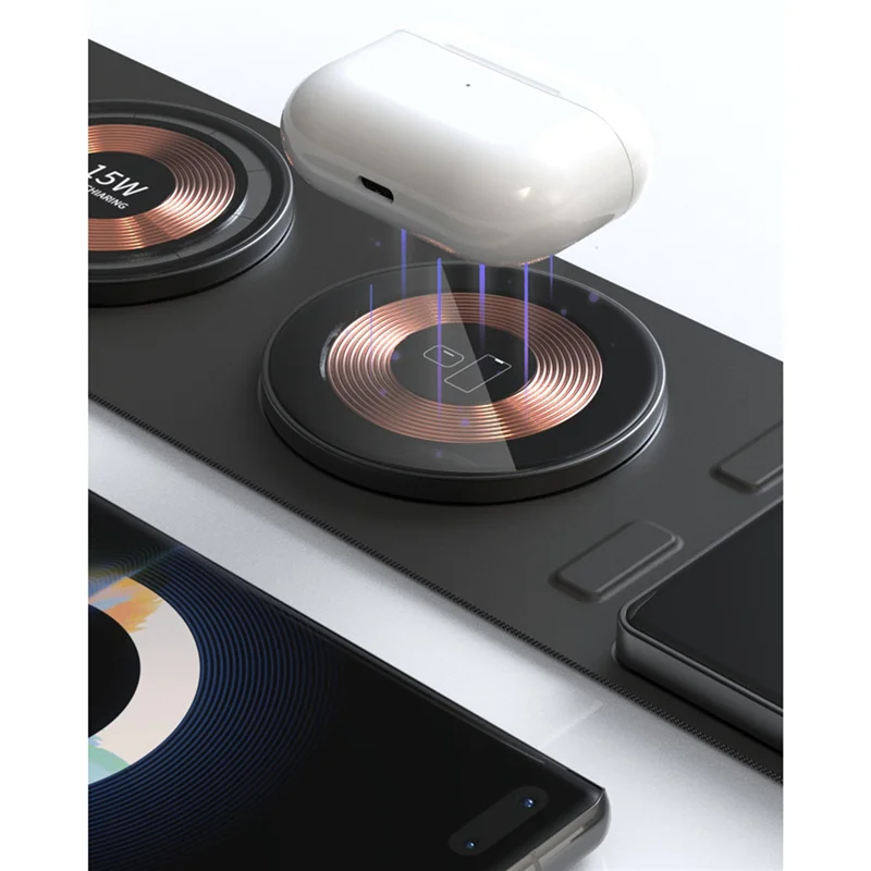 

3 In 1 Wireless Charger Foldable Clear Glass 15W Portable Fast Charger for IPhone 13 12 Apple Watch