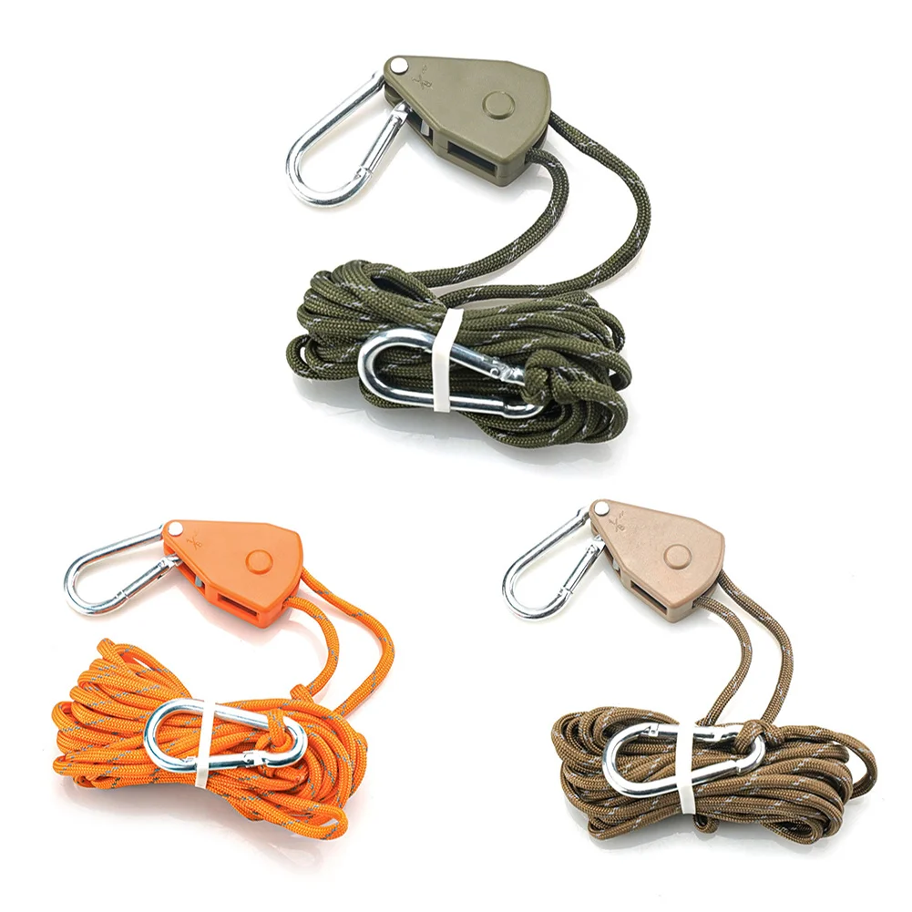 

1 Piece Pulley Adjusting Rope Buckle With Carabiner Buckle Adjustable Secure Fast Locking Non Slip Camping Equipment