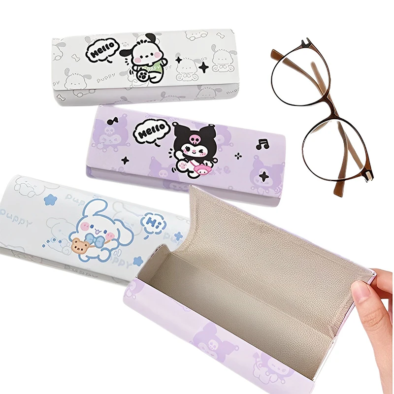 

Sanrios Kuromi Glasses Case New Cute Cartoon Kawaii Portable Anti extrusion Protection Sunglasses Magnetic Suction Dirty Storage