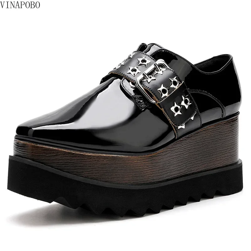 Женская обувь 2023 трендовые женские туфли со звездами и металлической пряжкой