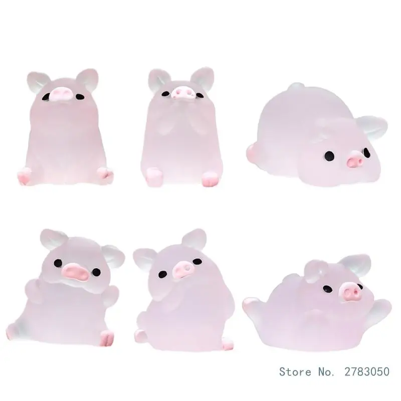 

Миниатюрные светящиеся фигурки свиней 6 шт.