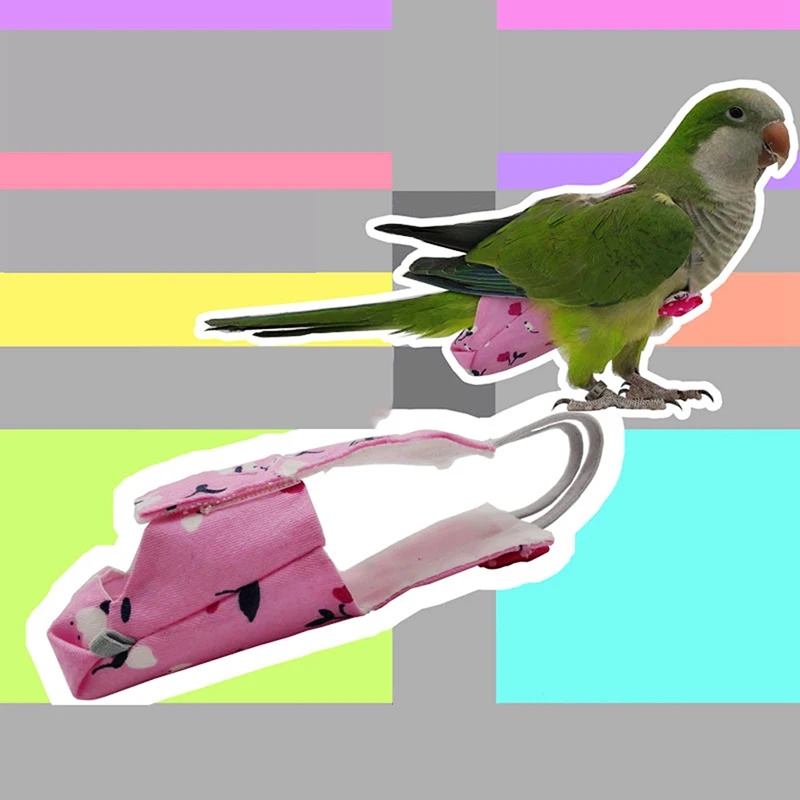 

Parrot Diaper with Bowtie Cute Colorful Fruit Floral Cockatiel Pigeons Small Medium Large Pet Birds Flight Suit Clothes Washable