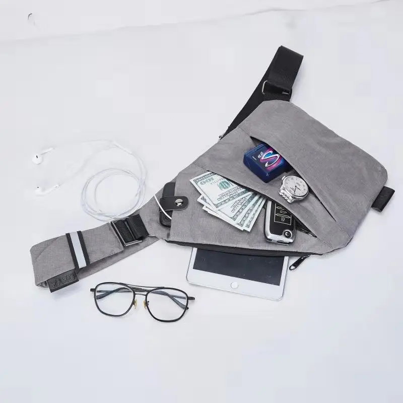 Shoulder Bag Zipper Oxford Cloth Solid Color Anti-theft Multifunctional Cross-body Chest Bag Men's Sports Leisure Travel