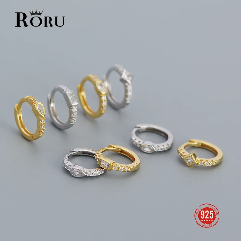 

Серьги-кольца RORU из серебра 925 пробы с фианитами AAA