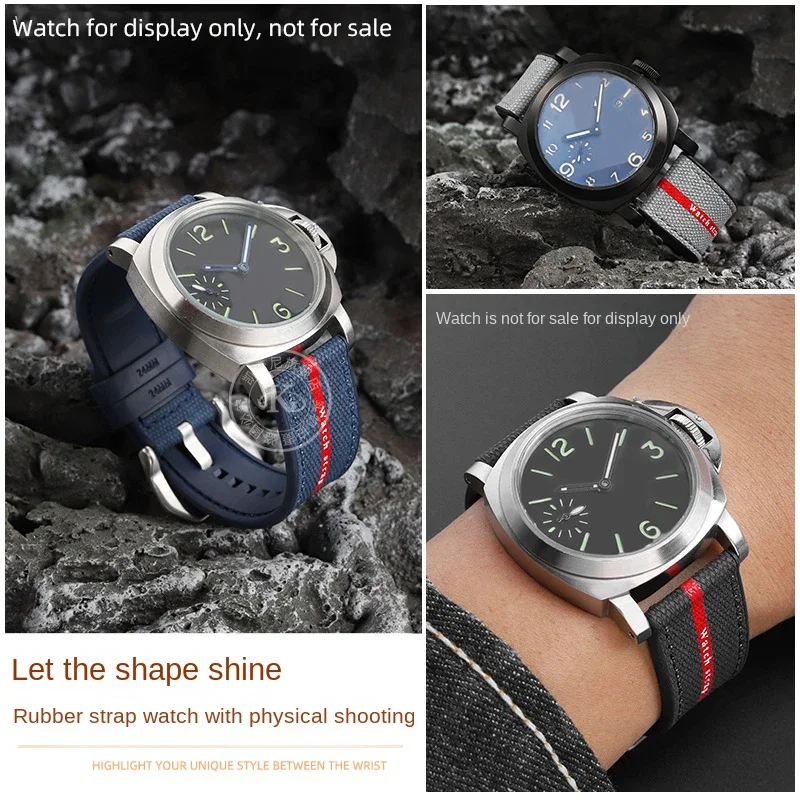 Фото Резиновый ремешок для часов 22 мм, 24 мм, 26 мм для Panerai Submersible Luna Rossa PAM1466 PAM1391 PAM1565, мужской водонепроницаемый браслет, ремешок для часов №3