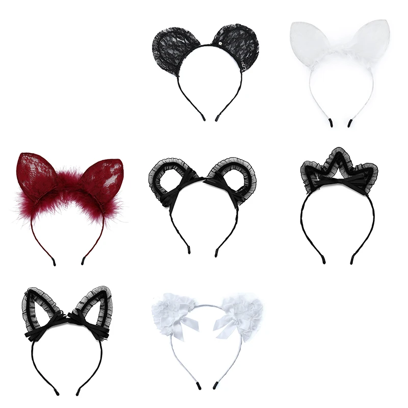 

Lace Cat Ears Headband Women Girls Hair Hoop Party Decoration Sexy Lovely Cosplay Halloween Costume Hair Accessories