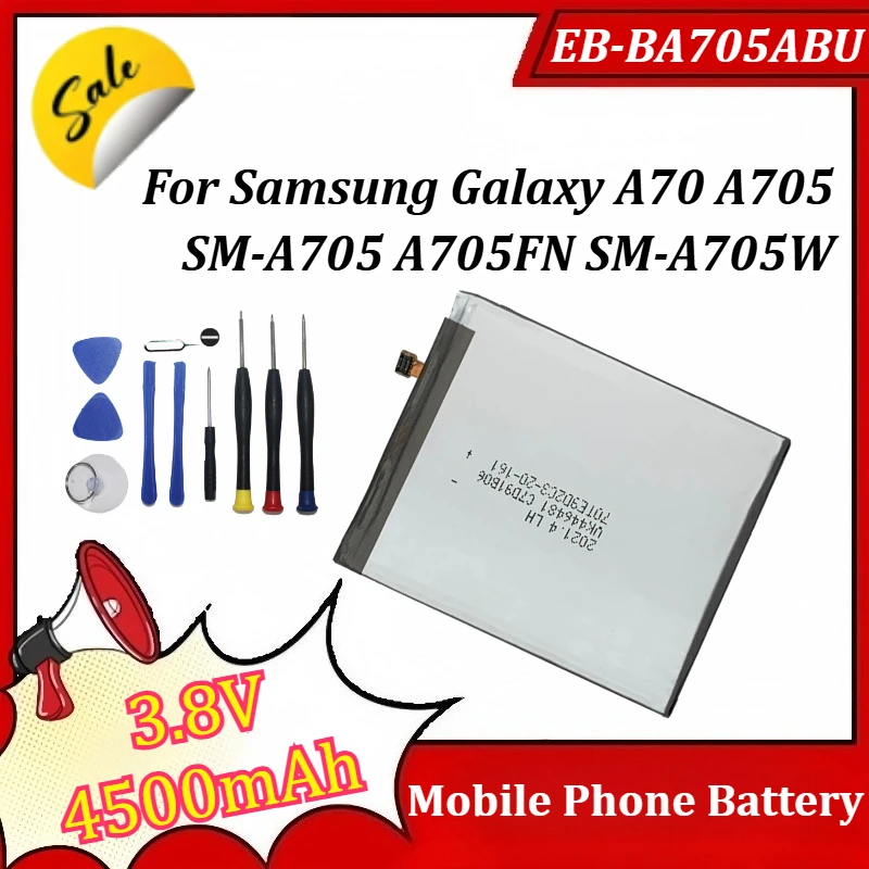 Фото EB-BA705ABU 3.8V 4500mAh Аккумулятор для мобильного телефона Samsung Galaxy A70 A705 SM-A705 A705FN SM-A705W, сменные батареи + инструменты №1