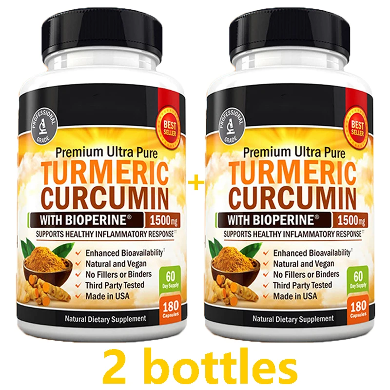 

2 bottles Turmeric Curcumin Natural Joint Healthy Inflammatory Support Curcuminoids for Potency & Absorption Non GMO