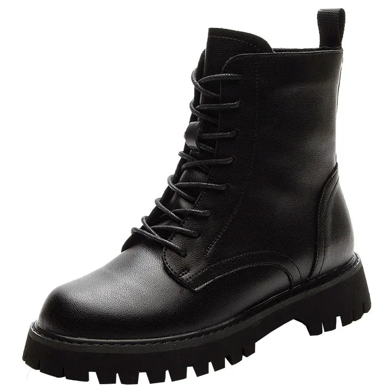 

4cm Cow Genuine Leather Platform Wedge Autumn Winter Mid Calf Boots Hidden Heel Women Side ZIP Warm Fur Super Plush Shoes