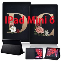 tablet case for ipad mini 6 case 2021 gold letter pattern ipad mini 6th generation 8 3 inch leather stand protective folio cover