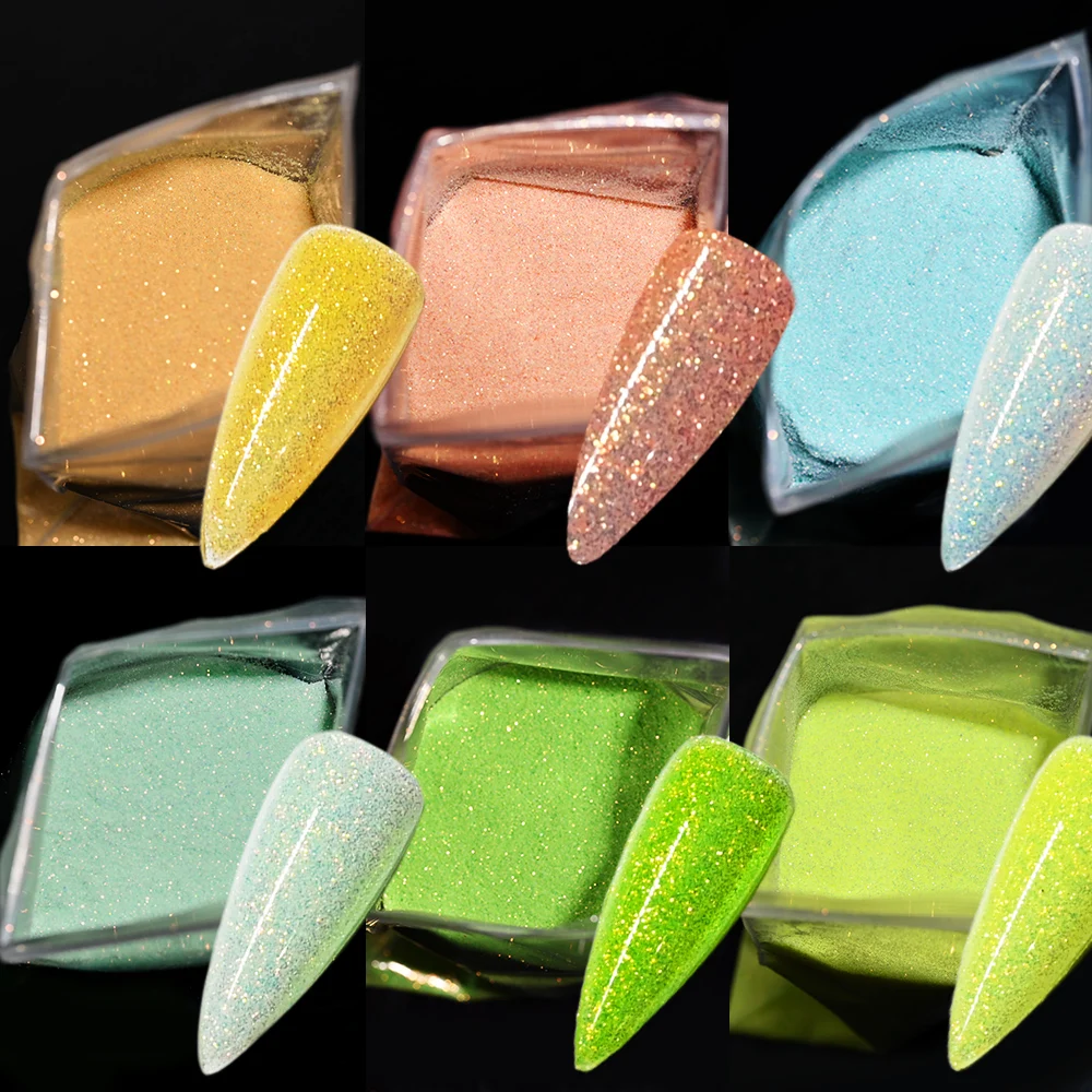 

10g/pack Shiny Sugar Nail Glitter Powder Candy Sweater Effect Fine Sparkling Chrome Pigment Dust Uv Gel Nail Polish Decoration