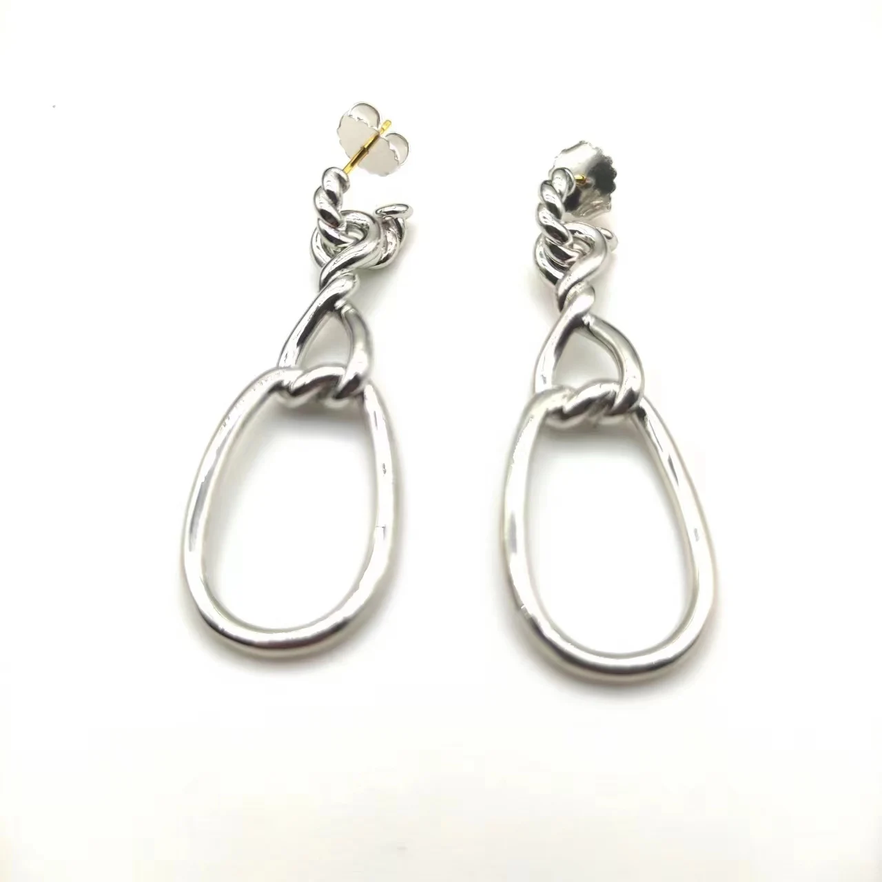 David Yurman Gold Hook Twisted Wire Buckle Earrings in Sterling Silver with 14K Yellow PlatedPlated