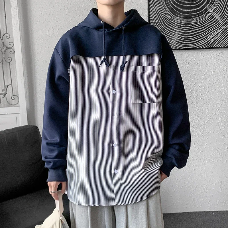 Новинка Весна 2023 модная рубашка мужской свободный свитер с длинным рукавом и