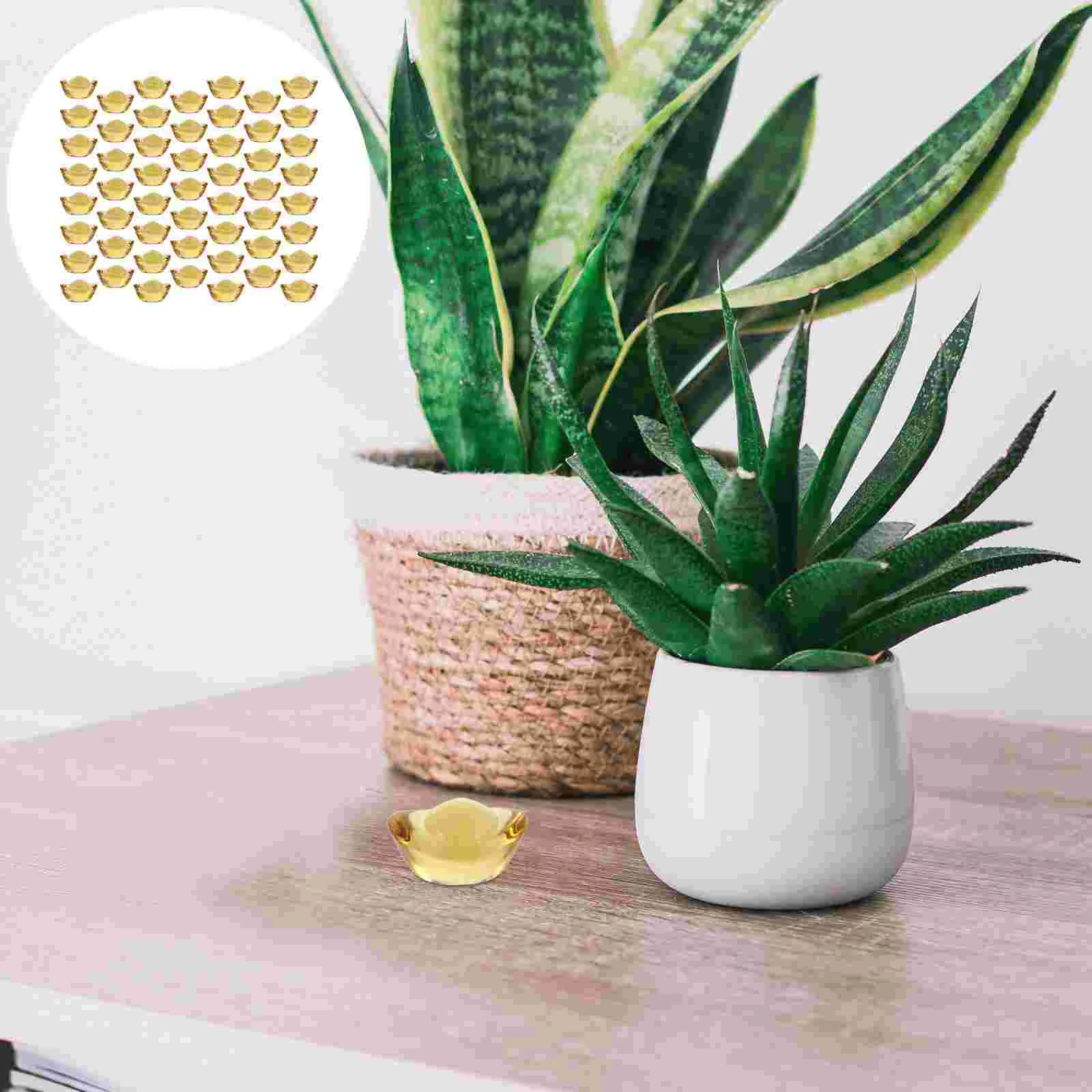 

Ingot Bao Yuan Wealth Chinese Goldlucky Golden Ornaments Ingots Topper Crystal Cake Decor Ornament Luck Craft Scene Figurine