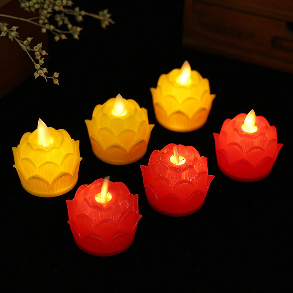 12 шт. лампа Lotus Light Louts электрическая беспламенная орнамент храм мерцающие