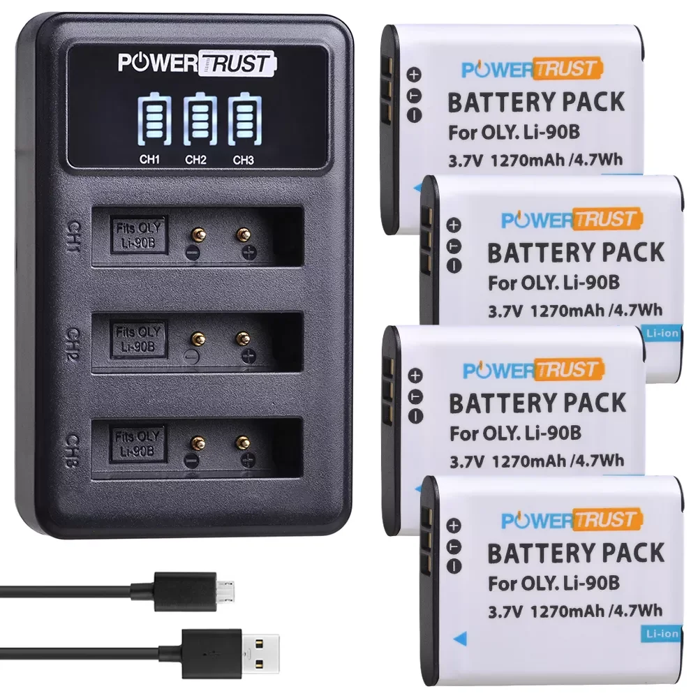 

NEW2023 4x LI-90B LI 90B LI-92B Li90B Battery and Charger for Olympus Tough TG-6 TG-5 TG-Tracker SH-1 SH-2 SP-100 IHS Tough TG-1