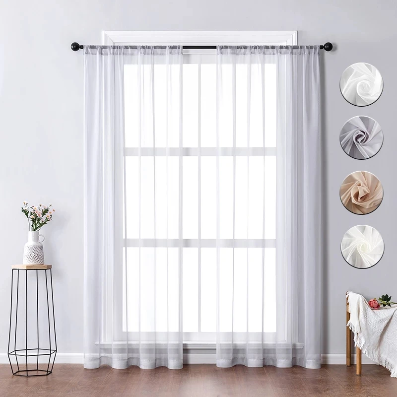 

BILEEHOME Soild Tulle Sheer Window Curtain for living room Bedroom Modern Tulle Curtains Fabric Voile Blind Drapes for Kitchen