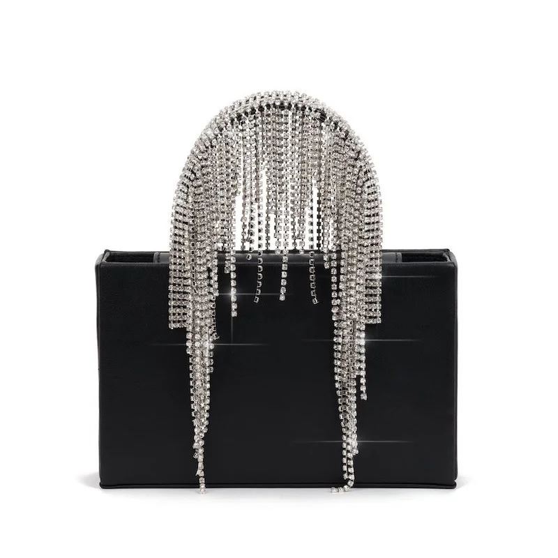 

New Totes Bags for Women Luxury Brand Designer Handbags Leather Chain Internal Pocket Fashion Rhinestone Evening Shoulder Bag