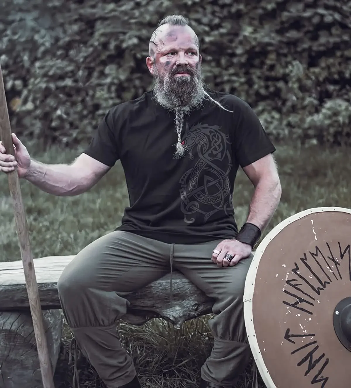 Фото Футболка Norse God Odin Fenrir Wolf Rune Nordic Warrior, 100% хлопок, с круглым вырезом и коротким рукавом, летняя повседневная мужская футболка, уличная одежда №3