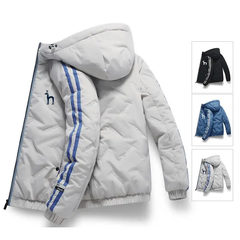 

2022 Hazzys autumn and winter men's zipper jacket casual pilot hooded jacket fashion slim hooded jacket warm coat