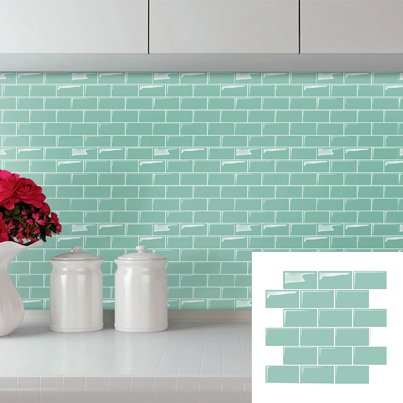

Glue Wall Stickers Self-adhesive 3d Wallpaper Simple Solid Color Imitation Tile Brick Pattern Waterproof Decoration L073