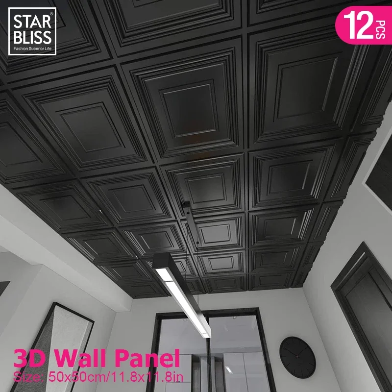 12 шт. 50x50 см 3D наклейка на стену декор потолок гостиная обои фреска 3d