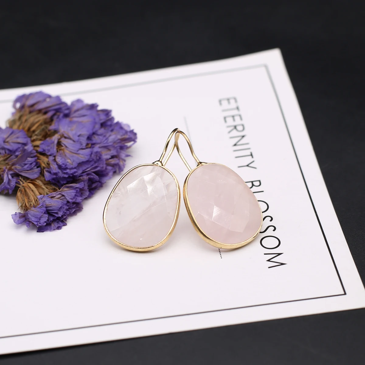 Опал розовый кварц аметист бриллиант позолоченные серьги изготовление