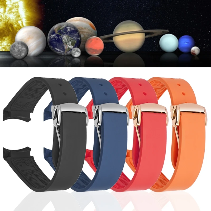 

20mm Rubber Watch Strap for Omega Moonswatch Curved End Folding Butterfly Buckle Band TPU Men Women Waterproof Sports Bracelet