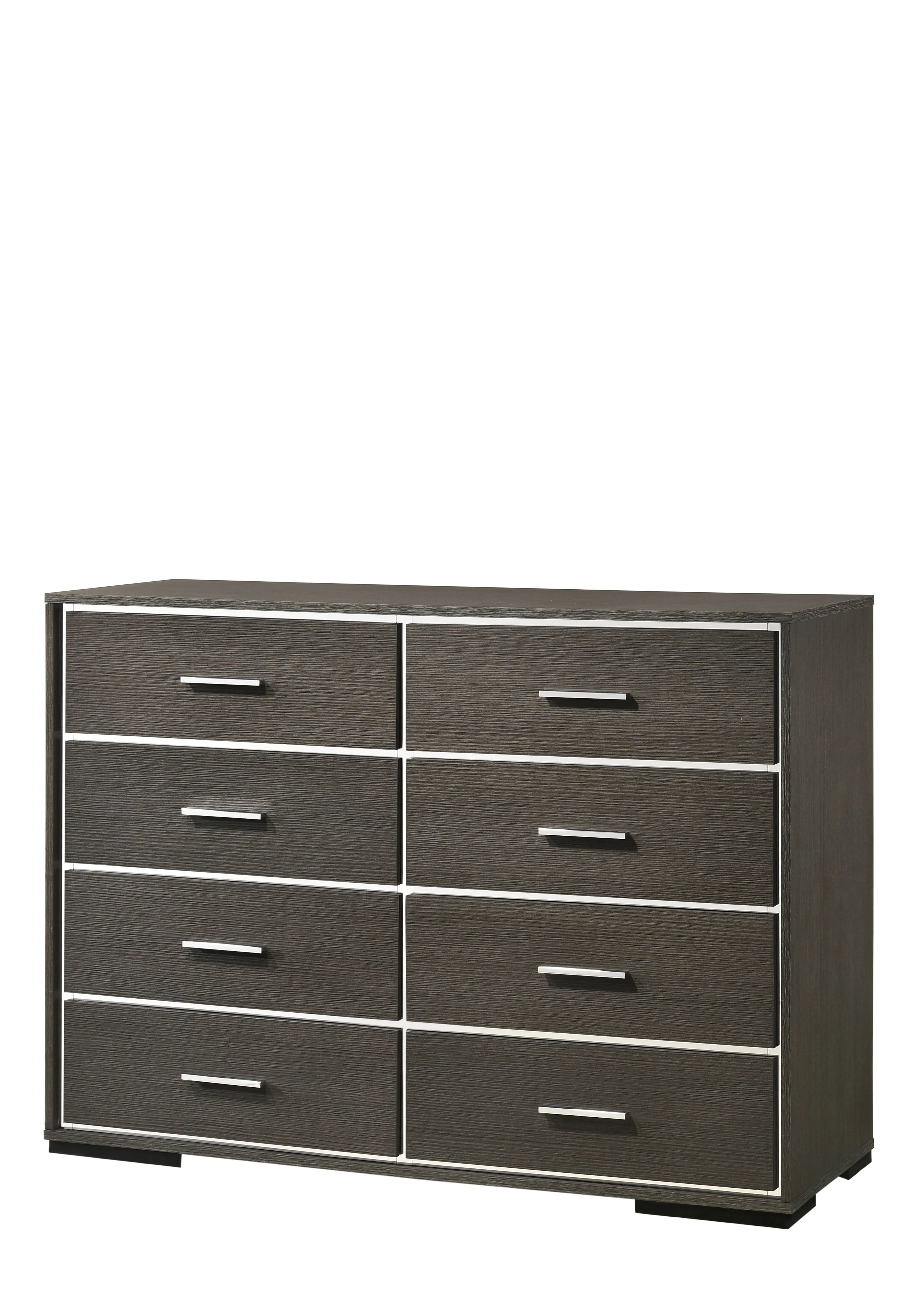 

Contemporary Dresser with 8 Draw Rustic Gray Oak Home Furniture for Bedroom Livingroom 57" x 17" x 41"H