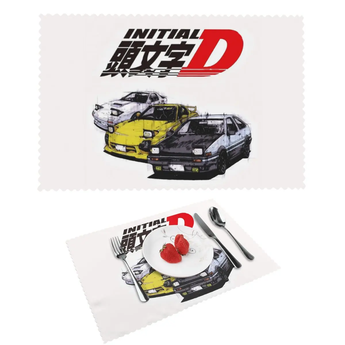 Фото Супервпитывающий нескользящий коврик-подставка для тарелок и мисок Initial D Neon AE86 для обеденного стола №1