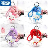 creative hello kitty key chain gift sanrio women cute hairball car bag key chain pendant kawali keyring bag hanging jewelry