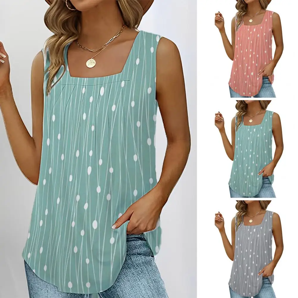 

Stylish Women Summer Top Colorfast Dot Print Casual Color Matching Ladies Vest Ladies Vest Daily Wear
