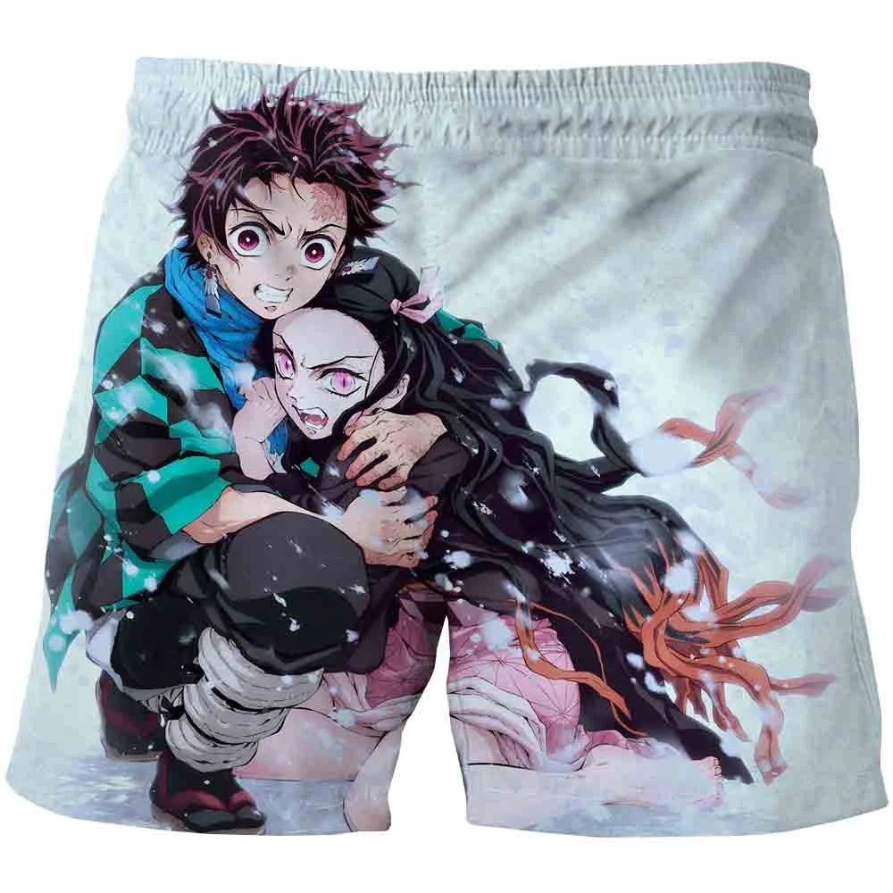 Шорты Kimetsu No Yaiba мужские/женские с 3D-принтом аниме рассекающий демонов свободные в