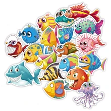 TD ZW 40 Pcs/Lot Cute Cartoon Sea Fishes Stickers For Car Laptop Skateboard Pad Bicycle PS4 Phone Luggage Decal Toy Sticker