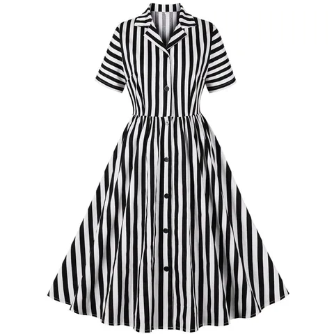Женское платье в полоску В Стиле Ретро 1950-х 60-х годов