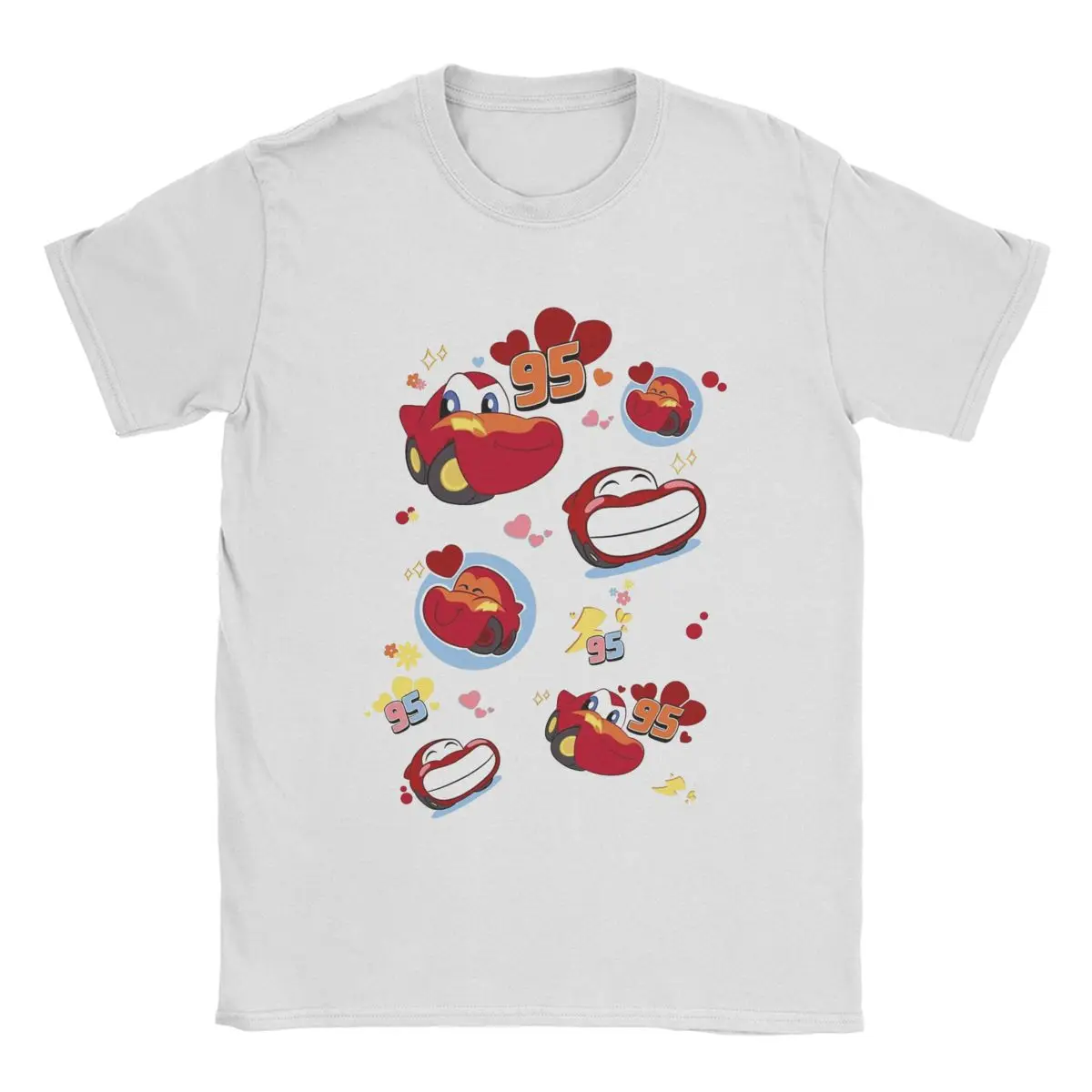 Мужские футболки Chibi Lightning Mcqueen с машинками мультяшная хлопковая одежда