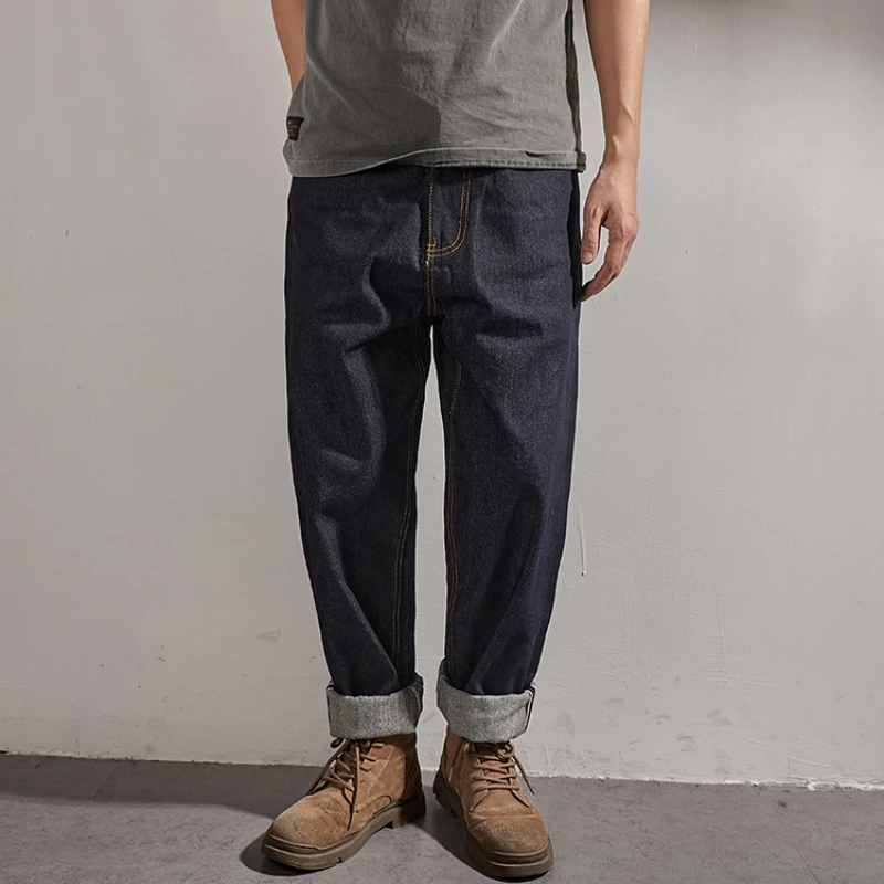 Red ear denim jeans men's AMI Kaji heavy Harajuku style retro primary color original cloth cattle cowboy pants