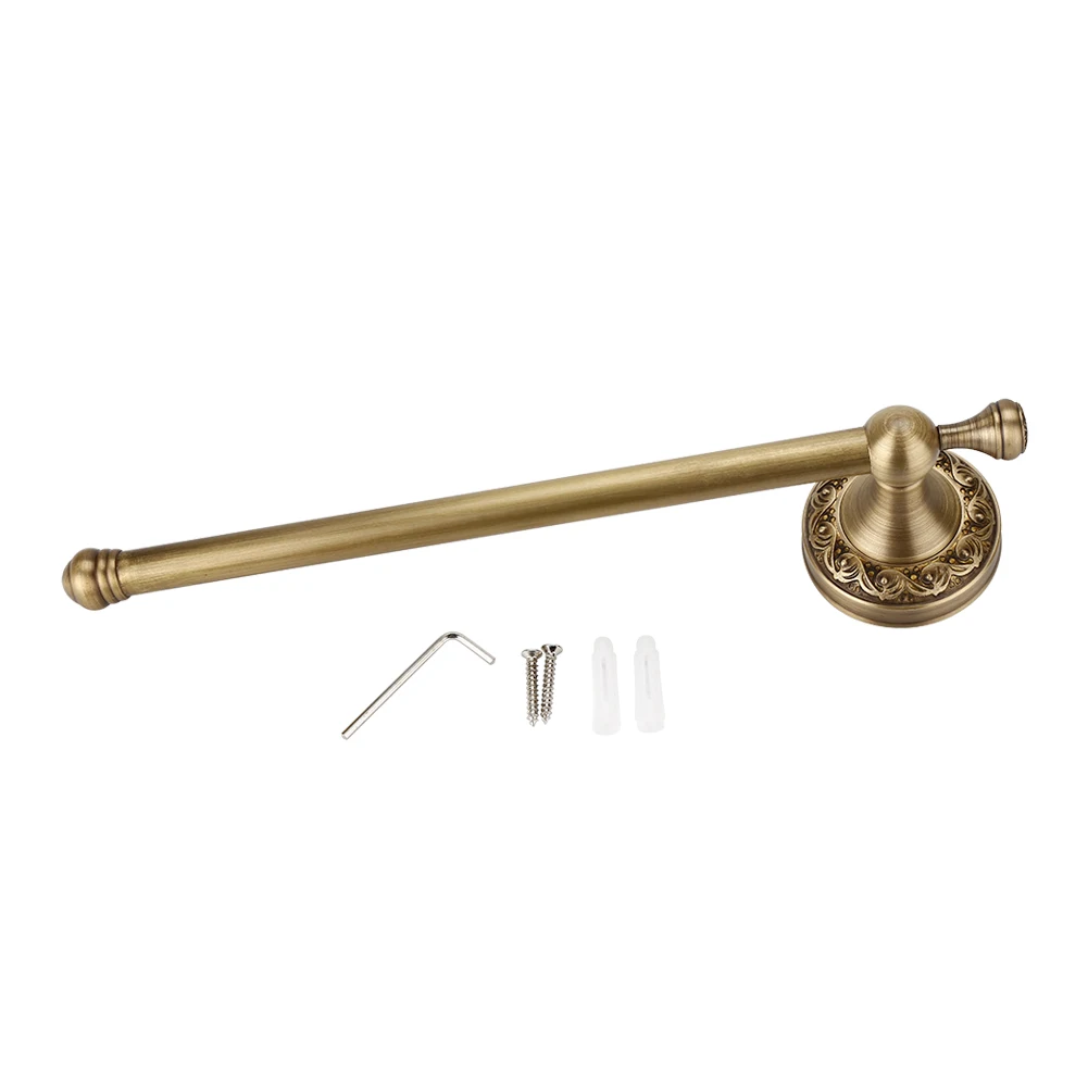 

Antique Brass Bathroom Towel Holder Rack Single Pole Bar Clothes Hanger Shelf Wall Mount