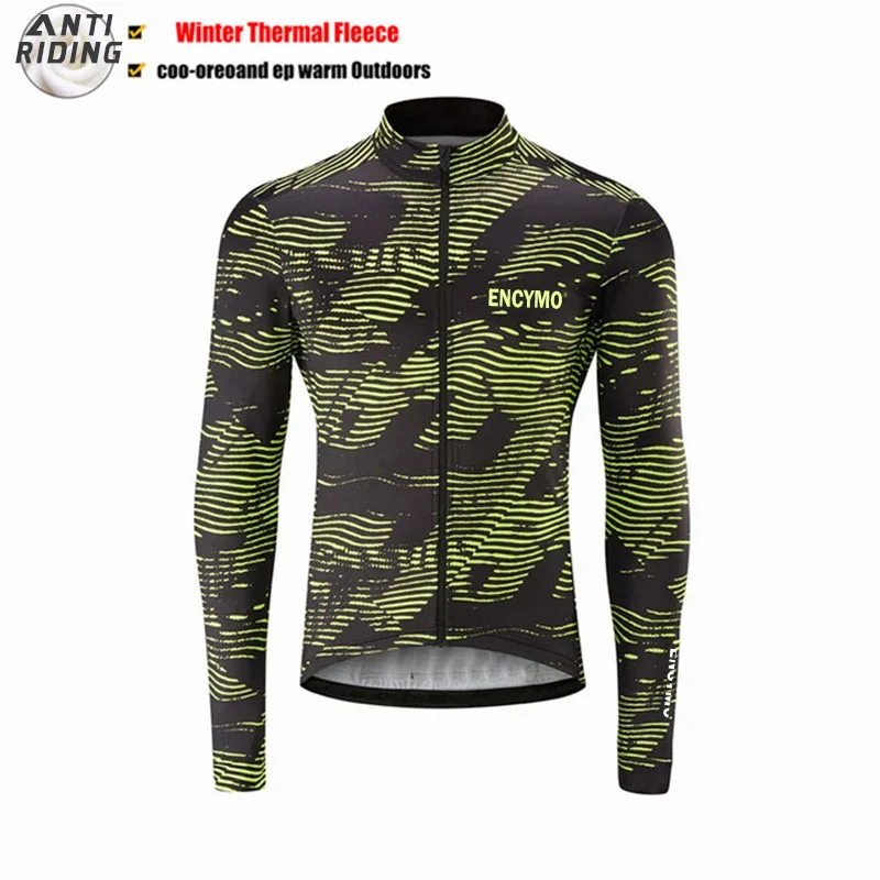 

Новая зимняя одежда Maillot Encymo, флисовая велосипедная Джерси с длинным рукавом, Мужская одежда, профессиональная команда, одежда для велосипе...