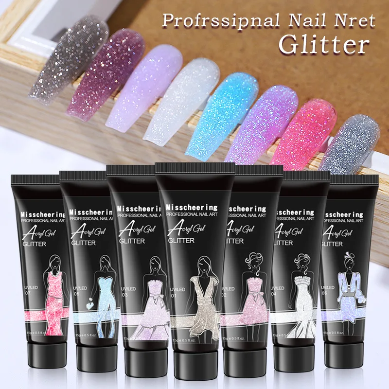 

15ml Nail Gel for Extension Pink Blue Crystal Sequins Gel Quick Extension Semi Permanent Glitter Acrylic All Manicure UV Gel