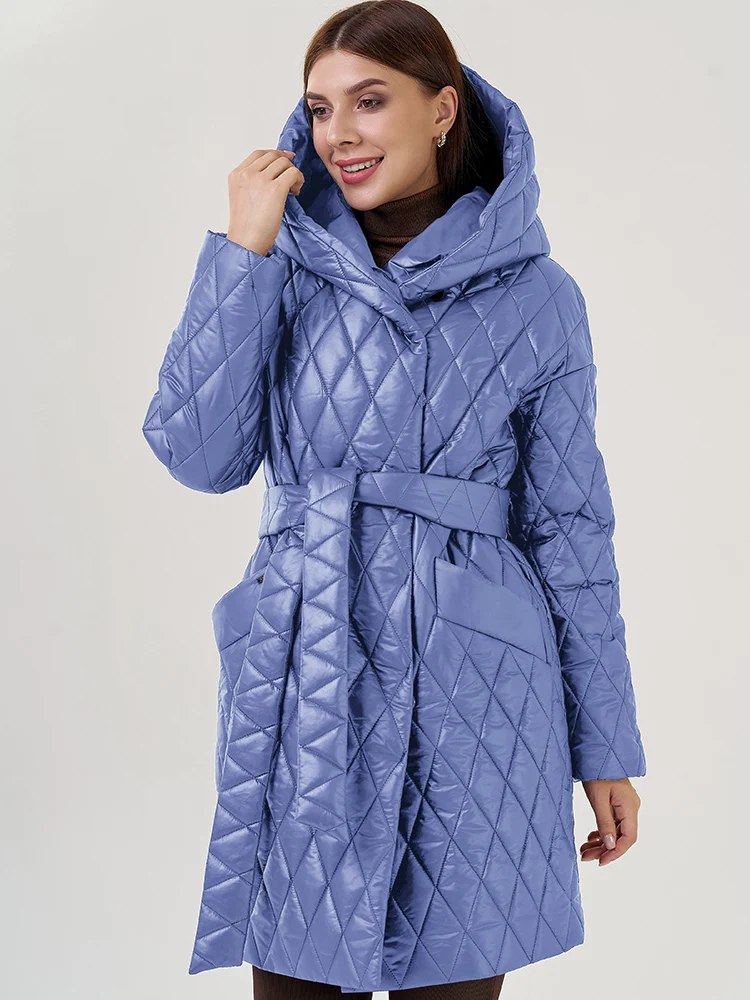Fashion Thick Warm Black Hooded Long Parkas with Belt 2022 Winter Women's Casual High Quality Army Green Coat Ladies Outwear