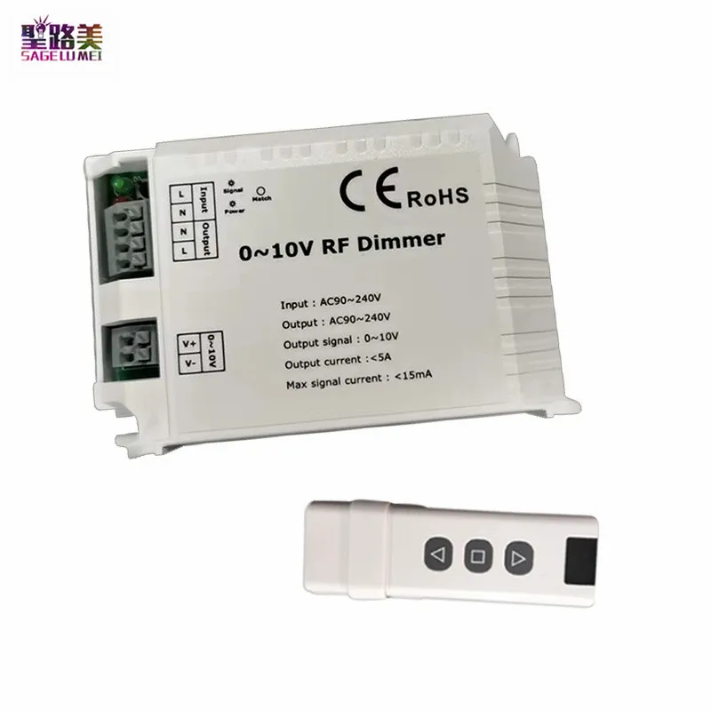 

AC110V- 220V High Voltage LED RF Dimmer DM015 1 Channel 0-10V 1CH Trailing Edge Dimming 3 Key with Remote LED RF Dimmer Control