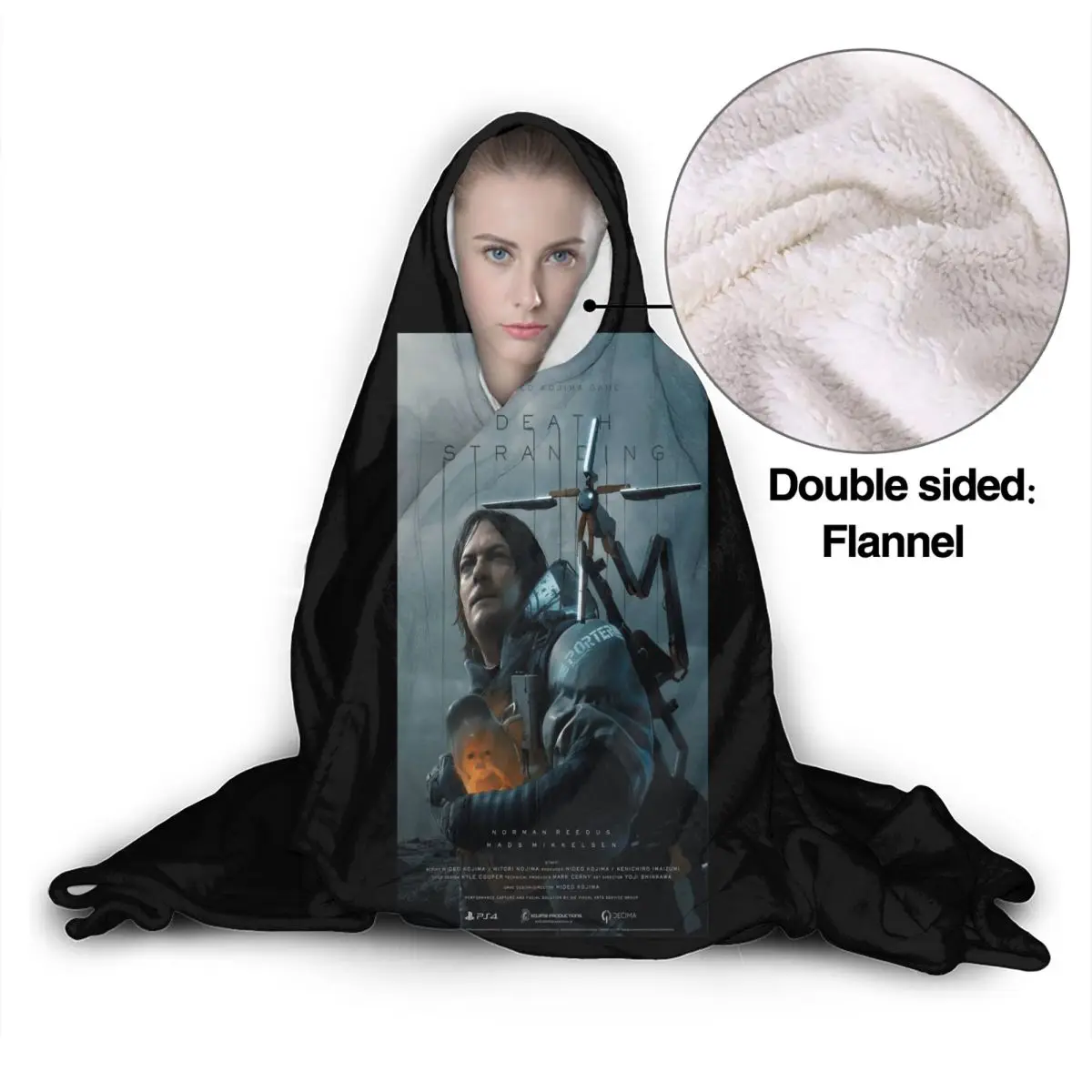 Одеяло с капюшоном Kojima принтом Ps4 Death Stranding накидка пушистые постельные