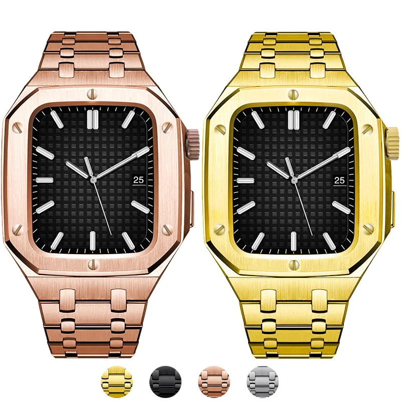 

Ремешок из нержавеющей стали Luxur для IWatch SE, металлический модифицированный комплект 44 мм для Apple Watch 6 5 4 3, чехол 44 мм