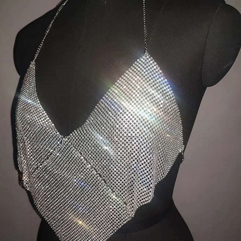 Блестящий топ с глубоким V-образным вырезом Skl000114 женская одежда жилет открытой